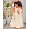 thumbnail image 3 of Mini Dress for Women Summer Sleeveless Keyhole Tie Back Tank Short Dress Crew Neck Sundress with Pockets White M, 3 of 5