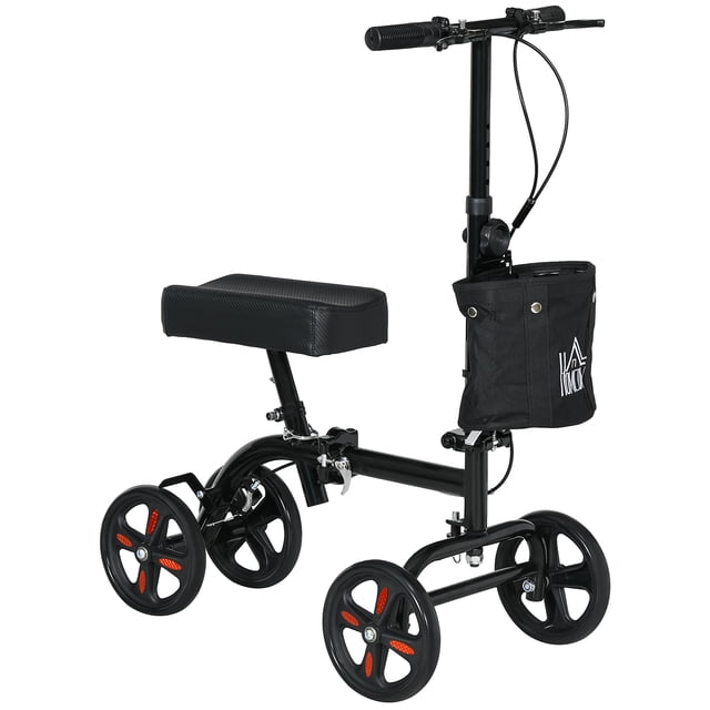 HOMCOM Trottinette Ajustable, Marchette Pliante avec Double Frein, Noir
