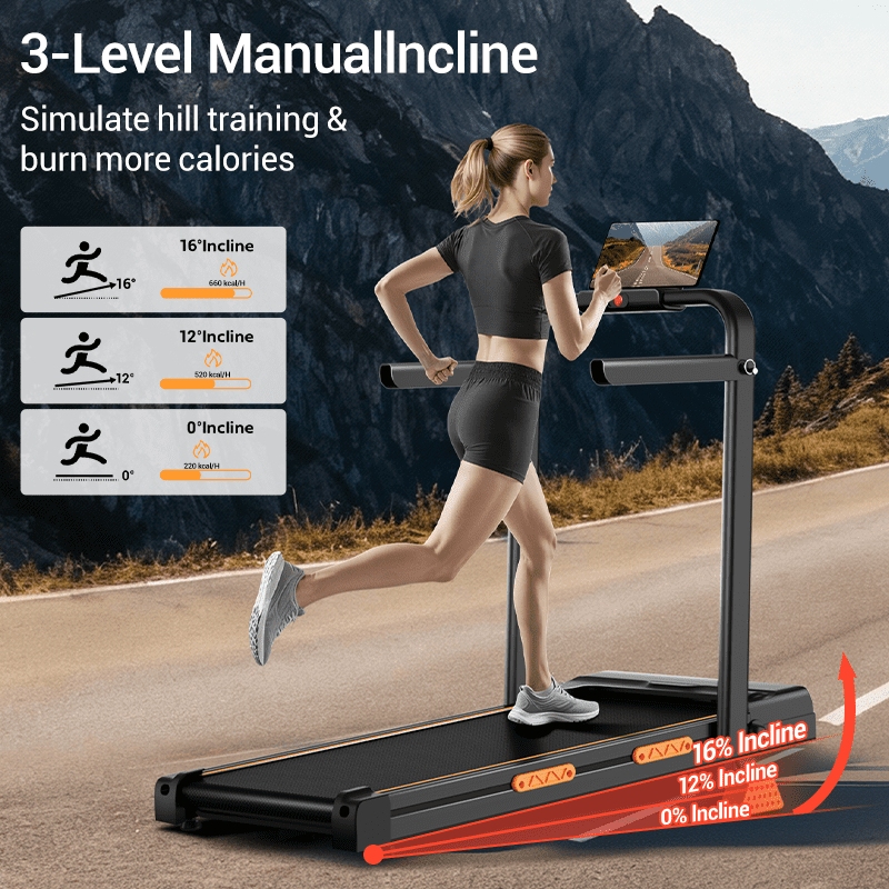 ROBORE Walking Pad with 16% Incline, 6.3MPH Treadmill for Home Office, 2.5 HP Under Desk Treadmill with LED Display & Remote Control, 300lbs Capacity