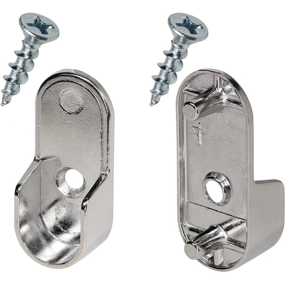 Hardware  1-3/16" (30 Mm) X 19/32" (15Mm) Oval Closet Rod End Support With 3/16" (5Mm) Pins 30X15X5MMCH (10 Pack)