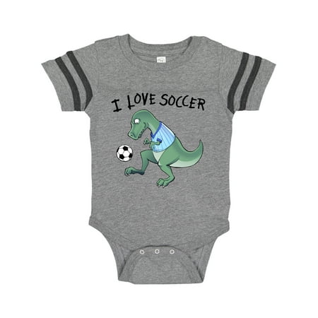 

Inktastic I Love Soccer-Dinosaur in Blue Gift Baby Boy or Baby Girl Bodysuit