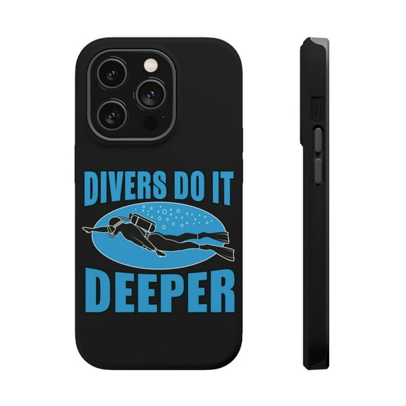 DistinctInk Tough Case for Apple iPhone 15 PRO (6.1" Screen), Compatible with MagSafe Charging - Divers Do It Deeper