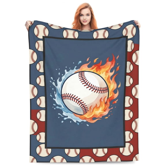 Baseball Blanket, Cool Sports Throw, Super Soft Warm Bedding For Couch And Bedroom, All Season Flannel Plush Blanket 50x40