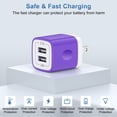 thumbnail image 2 of Charger Block Type C, 3 Pack USB Wall Charger with 10FT Type C Charging Cable Cord USB C Cable Phone Cables, Dual Port Phone Charger Android Charger Block USB Plug Adapter USB Charging Block, Purple, 2 of 8