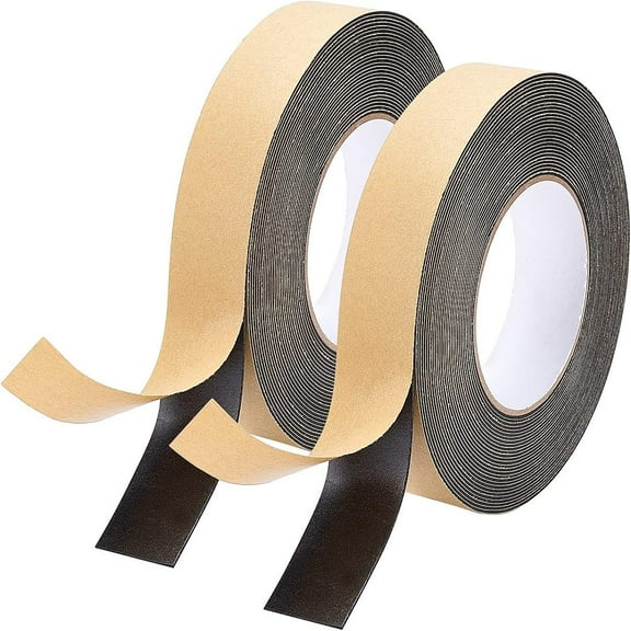 2 Roll Strong Adhesion EVA Sponge Foam Rubber Tape Anti-Collision Seal Strip Black 15x5mm 5m/roll