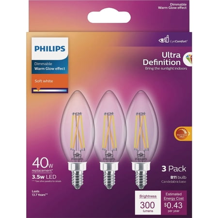 1PC Philips Ultra Definition B11 Candelabra LED Decorative Light Bulb
