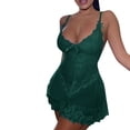 thumbnail image 2 of Sakmal See Through Chemise Nightgowns Women Soft Green Cute Spaghetti Straps Pajama Dress Sleeveless Lace Scoop Neck Short Chemises S-3XL, 2 of 5