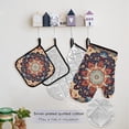 thumbnail image 5 of Boho Mandala 5 Pcs Kitchen Set Heat Resistant Oven Mitts and Non-Slip Pot Holders with Adjustable Cooking Apron, 5 of 6
