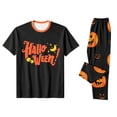 thumbnail image 4 of Halloween Pajamas Set for Family Skeleton Skull Short Sleeve Horror Pjs Spider Web Pumpkin Funny Wide Leg Pajamas, Women:L, 4 of 7