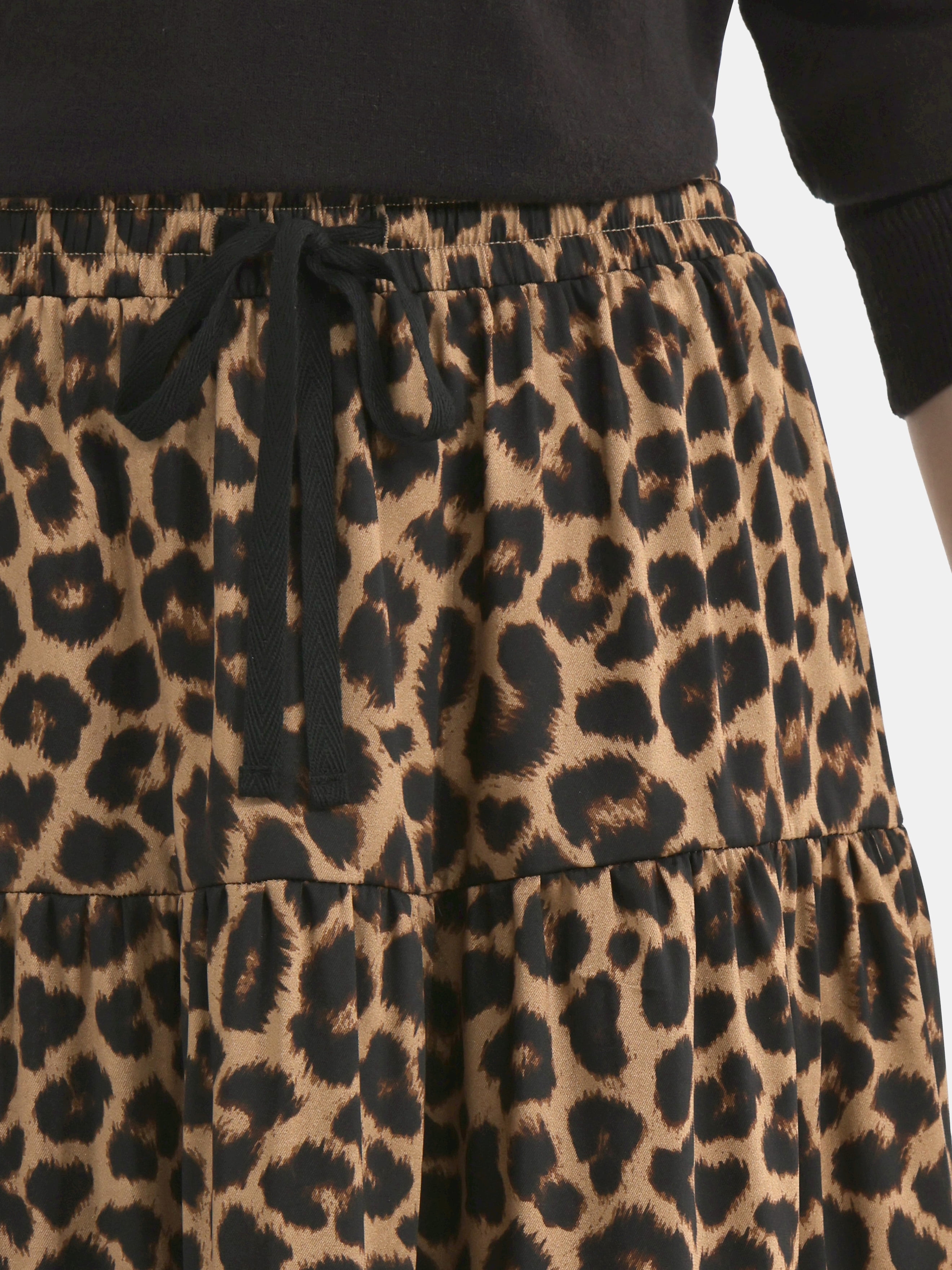 Time and Tru Women's Print Tiered Pull On Midi Skirt, Sizes XS-XXXL