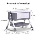 thumbnail image 6 of LHUAI, Baby Bassinet Bedside Crib With Storage Basket And Wheels, Bed Side Sleeper, Easy Folding, Adjustable Height, Portable Crib For Newborn, With Removable Mosquito Net And Mattress, Grey, 6 of 10