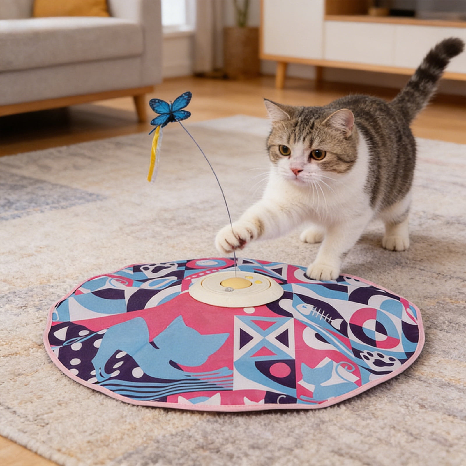 Smart Hunting Cat Toy, Automatic Electric Turntable, Interactive Hidden Cover Teasing Toy, Self-Rotating Motion Play, Electronic Indoor Exercise Tool
