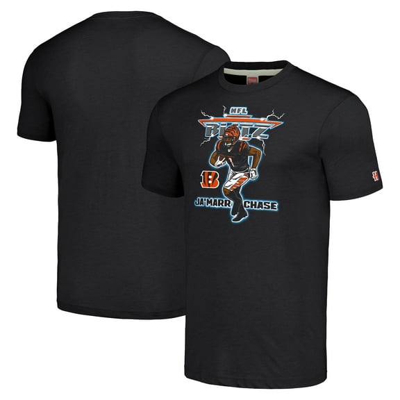 Unisex Homage Ja'Marr Chase Heathered Charcoal Cincinnati Bengals NFL Blitz Player Tri-Blend T-Shirt