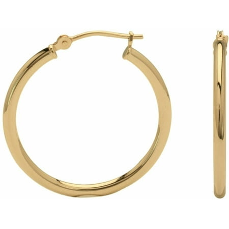Simply Gold 14kt Yellow Gold 2mm x 25mm Round Hoop Earrings