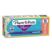 Paper Mate Point Guard Flair Felt Tip Porous Point Pen, Stick, Medium 0.7 mm, Purple Ink, Purple Barrel, Dozen (8450152)