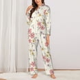 thumbnail image 2 of Pajama Sets for Women 2 Pcs, Floral print B Button Down Long Sleeve Sleepwear Lounge PJ Sets, 2 of 6