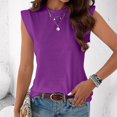 thumbnail image 6 of Arnsht Cap Sleeve Tops for Women Summer Top Basic Tee Shirts Casual Round Neck Tank Loose Fit Solid Color Fashion Top Purple S, 6 of 7