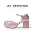 thumbnail image 4 of DREAM PAIRS Girls' Platform Mary Jane Pumps Chic Chunky High Heel Dress Shoes with Rhinestone Buckle Comfortable Square Toe Party Shoes for Kids, 4 of 6