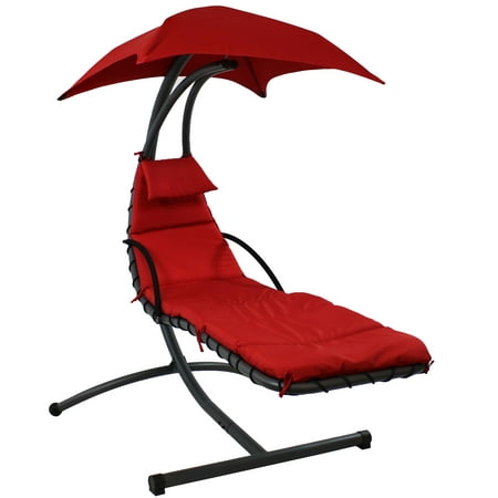 UPC 819804015475 product image for Sunnydaze Outdoor Hanging Chaise Floating Lounge Chair with Canopy Umbrella and  | upcitemdb.com