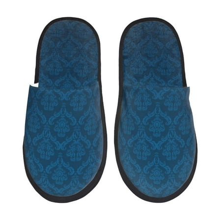 Balery Dark Blue Slient Indoor Furry Fleece Comfort House Shoes Soft Non-Slip Home Shoes Cotton slippers House Slippers-- Medium