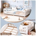 thumbnail image 5 of Bellemave Queen Montessori Floor Bed Frame with Fence and Door, Wood Queen Size Flooe Bed with Safety Guardrail, Removable Slats, Kids Montessori Beds for Boys Girls, White, 5 of 13