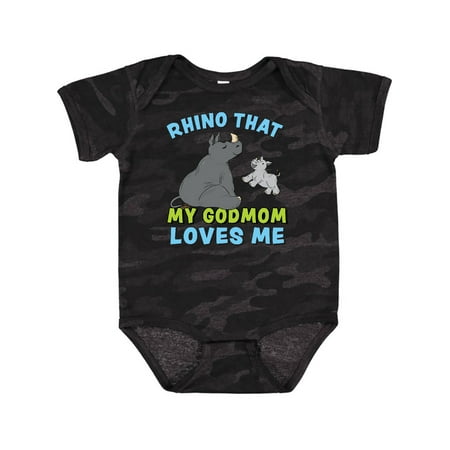 

Inktastic Cute Rhinos-Rhino That My Godmom Loves Me Gift Baby Boy or Baby Girl Bodysuit