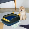 thumbnail image 6 of EHJRE Open Top Pet Litter Tray, Cat Litter Basin, Cat Sandbox Kitten Toilet Bedpan Cat Litter Tray High Sided for Kitty Indoor Cats Blue S, 6 of 8