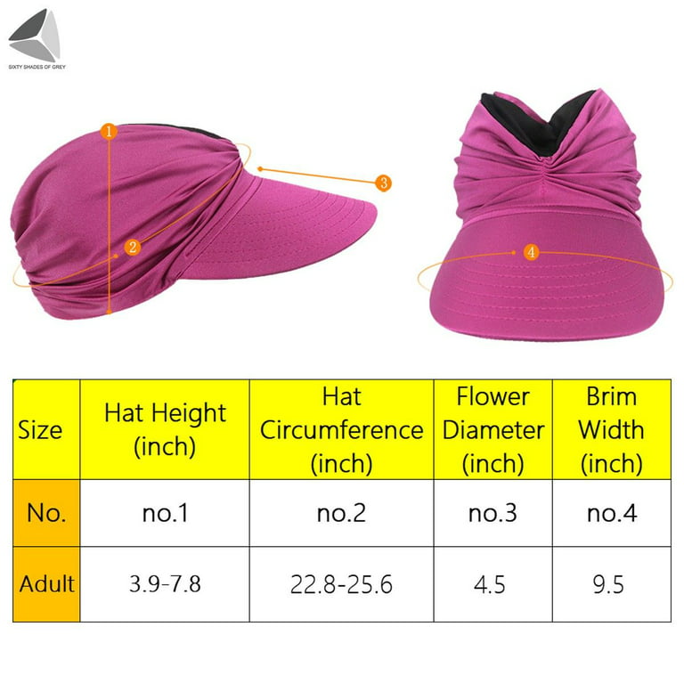 PULLIMORE Womens Sun Visor Summer Cap Wide Brim UV Protection Ponytail Hat  Hollow Top Beach Hats (Rose Red) 