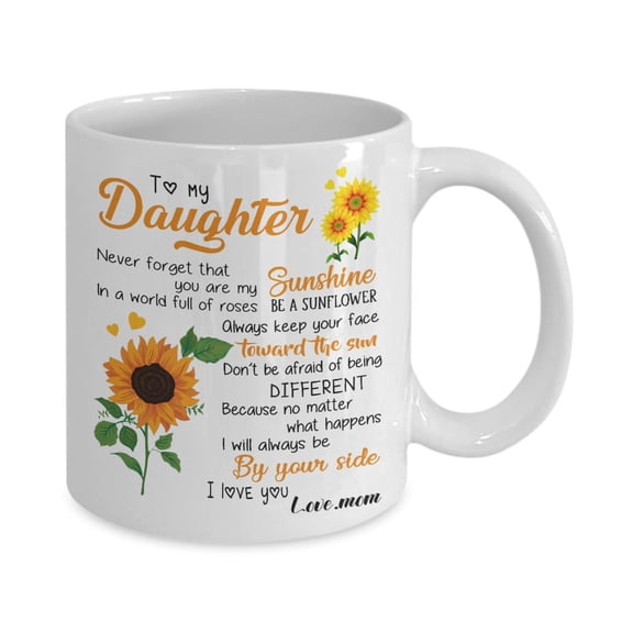 To My Daughter Love Mom Coffee Mug Gifts You Are My Sunshine Sunflower Cup Girls