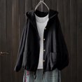 thumbnail image 4 of IUYRTFE Women's Cotton Linen Zip Up Hooded Jacket Long Sleeve Relaxed Fit Casual Lightweight Coat, 4 of 6