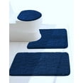 thumbnail image 6 of 3pc Set Memory Foam Bathroom Rugs Mat Lid Cover Super soft Dry Inmediately Non Slip Embossed Cobblestone Pebble Navy Color, 6 of 6