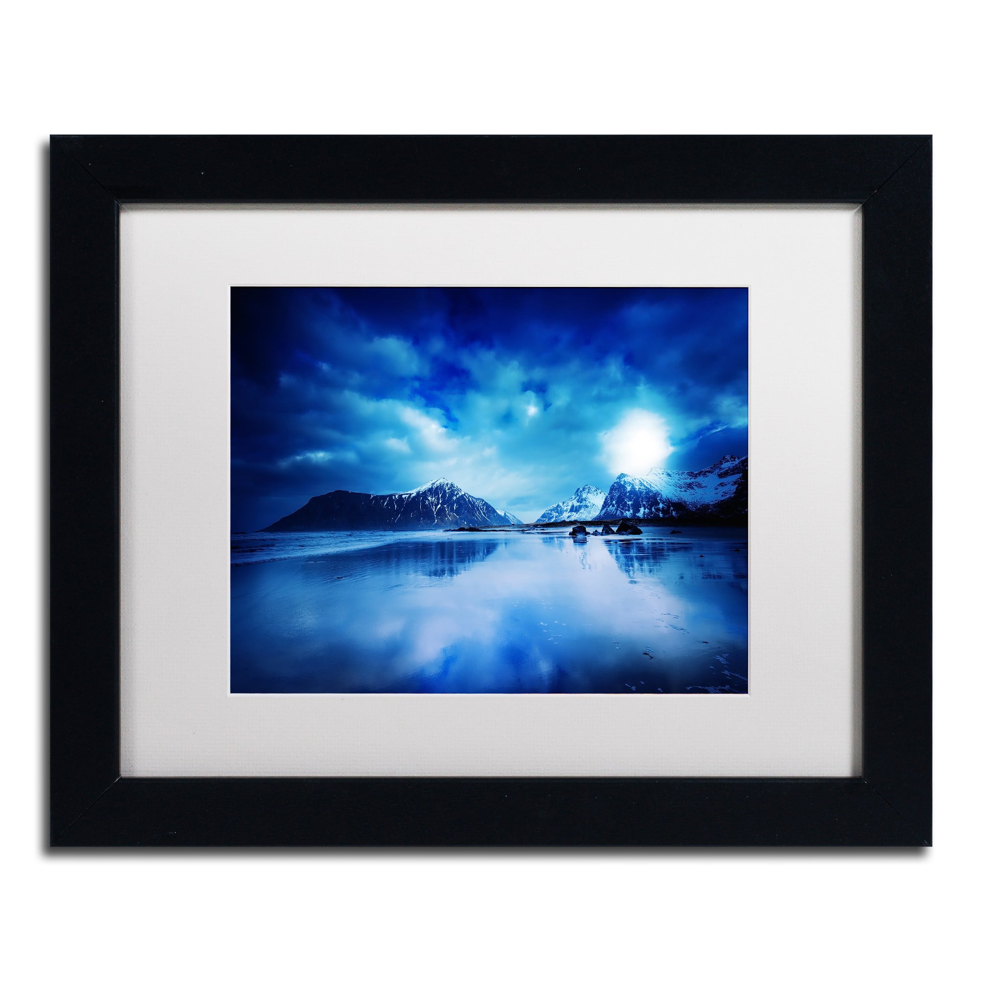 Trademark Fine Art "Lofoten Blues" Canvas Art by Philippe Sainte-Laudy, White Matte, Black Frame