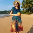 Balery Celestial Stag Cosmic Glow Pattern Womens Dresses Loose Short ...