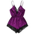 thumbnail image 2 of Lolmot Satin Lingerie for Women Teddy Lingerie Sexy Cross Backless Cami Lace Trim Bodysuit One Piece Babydoll Naughty Lingerie Sleepwear on Clearance, 2 of 5