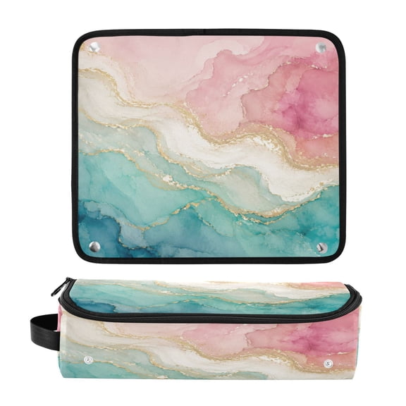 Hair Tool Organizer Bag with Heat Resistant Mat Removable Travel Storage Case for Hot Air Brushes Curling Irons Flowing Geological Textures