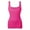 Hot Pink, variant on Women Seamless Square Neck Tank Top with Built-in Bra, Fitted Slimming Floral Printed Camisole, Nylon Spandex Stretchy Undershirt for Summer Casual, Swimming Pool and Beach Wear