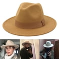 thumbnail image 3 of TISHITA 2x Flat Top Fedora Hat Simple Ribbon Band Belt British Winter Fishing, 3 of 7