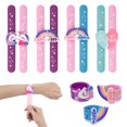 thumbnail image 1 of Pulseras Little World de silicona para fiestas infantiles, 8 unidades, de Slap Bracelets, 1 of 3