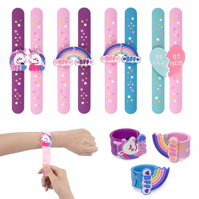 Pulseras Little World de silicona para fiestas infantiles, 8 unidades, de Slap Bracelets