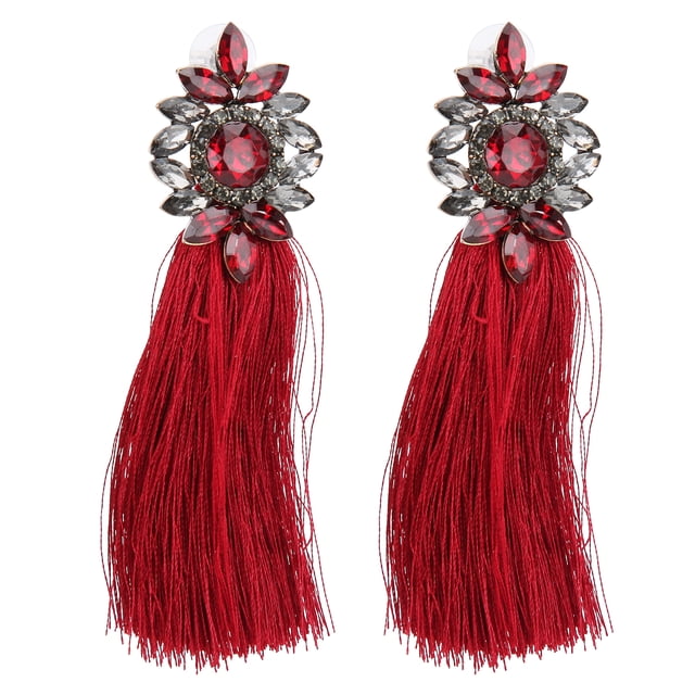 Boucles d'Oreilles Pompon, Boucles d'Oreilles en Forme de Fleur en Alliage Pompon Boucles d'Oreilles en Forme de Fleur Vintage pour les Clients de Concerts Rouge