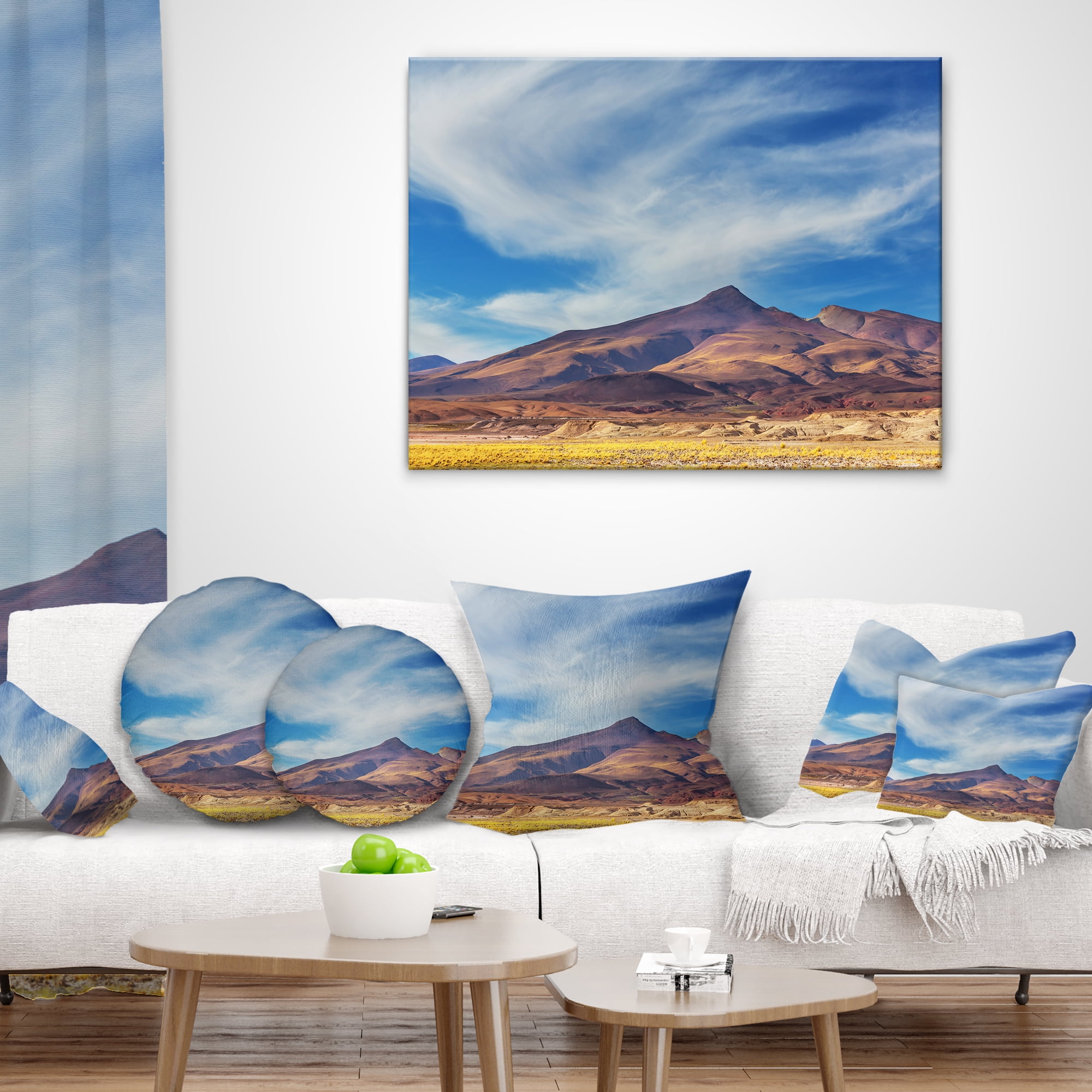 Designart Bright Argentina Mountain Region - African Landscape Printed Throw Pillow - 18x18