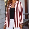 thumbnail image 6 of Top for Women Long Sleeve Striped Button Up Shirt Red L, 6 of 6