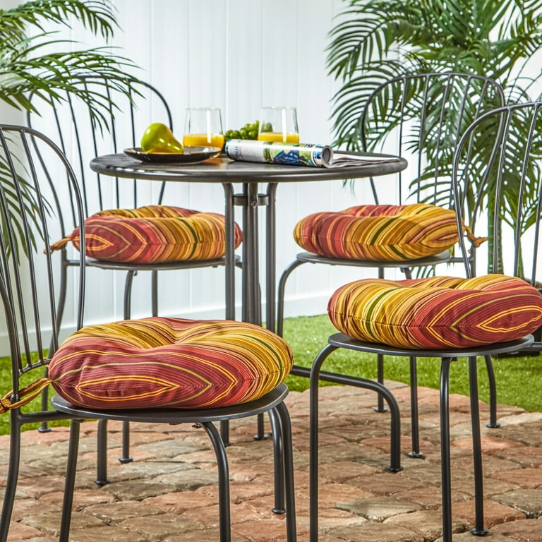 Kinnabari Stripe 15 Round Outdoor Bistro Seat Cushion (Set of