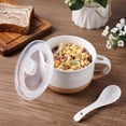 thumbnail image 2 of AmorArc Ceramic Soup Mugs with Handles and Lids,24 OZ Soup Cups Set of 2 with Terracotta Underside,Mug Bowls with Spoon for Soup/Cereal/Salad/Noodles/Ramen/Microware &Dishwasher Safe-White &Peach, 2 of 9