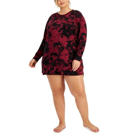 

Jenni Womens Plus Size Printed Sleep Shirt Plum Wine Td 1X