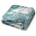 thumbnail image 2 of Marble Art Gold Blue Pattern Fleece Blanket Throw Lightweight Blanket Super Soft Cozy Bed Warm Blanket for Living Room/Bedroom All Season,Gift,60"x50", 2 of 6