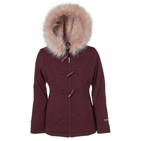 - Quilted Structured Fleece Coat with Fur Trim Hood (Little Girls & Big Girls)