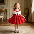 thumbnail image 2 of WERYOUNG Toddler Girls Dresses Sleeveless Crewneck Patchwork Bowknot Dress Holiday Dance Party Dresses Trendy 9-12 Months, 2 of 5