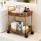 thumbnail image 1 of Carrito con ruedas de 2 niveles | Organizador de almacenamiento de plástico transparente con ruedas y asa con bloqueo | Para cocina, oficina, dormitorio y aula | 1 pieza, 1 of 6
