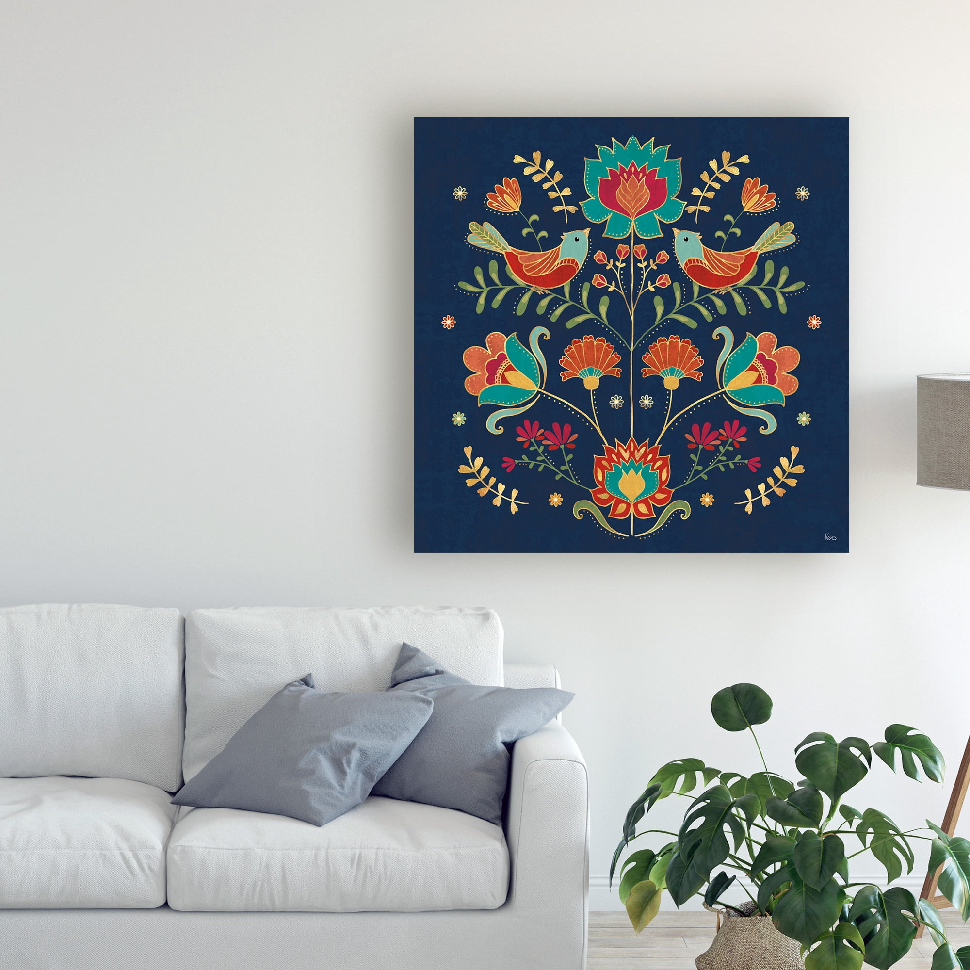 Trademark Fine Art 'Folk Floral 2 Dark' Canvas Art by Veronique Charron